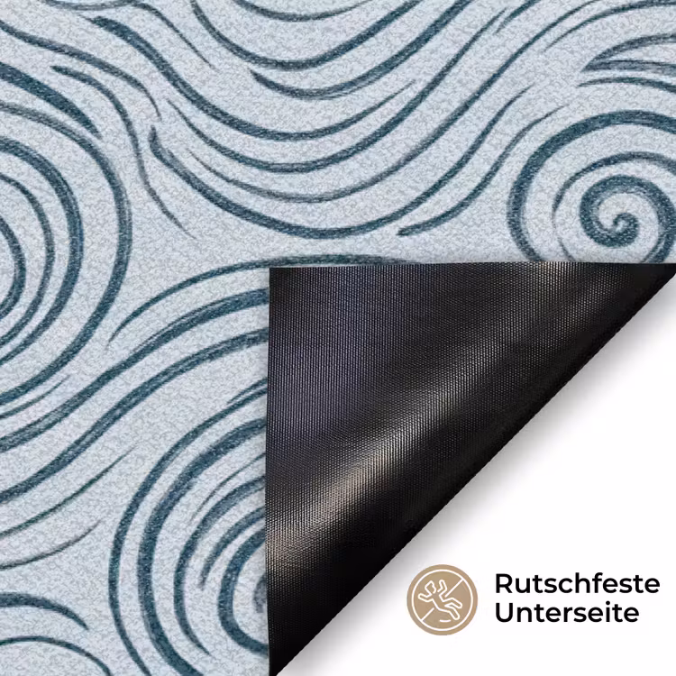 Patroon - Golven - Abstract - Modern - Blauw Deurmat klein -antislip_DE