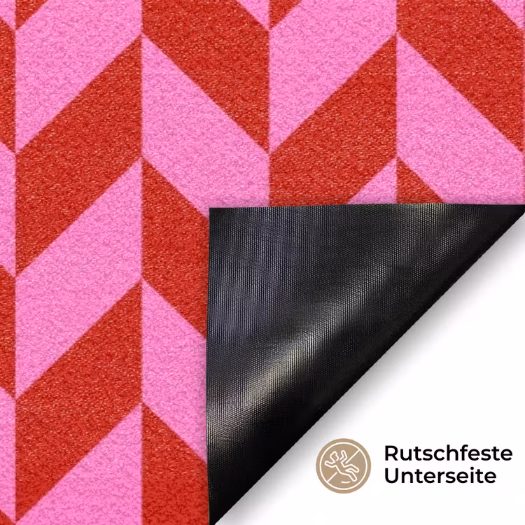 Patroon - Zigzag - Rood Deurmat klein -antislip_DE