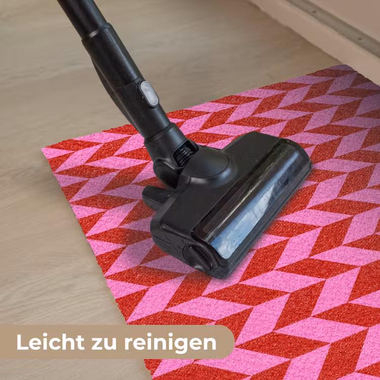 Patroon - Zigzag - Rood Deurmat klein -reinigen_DE