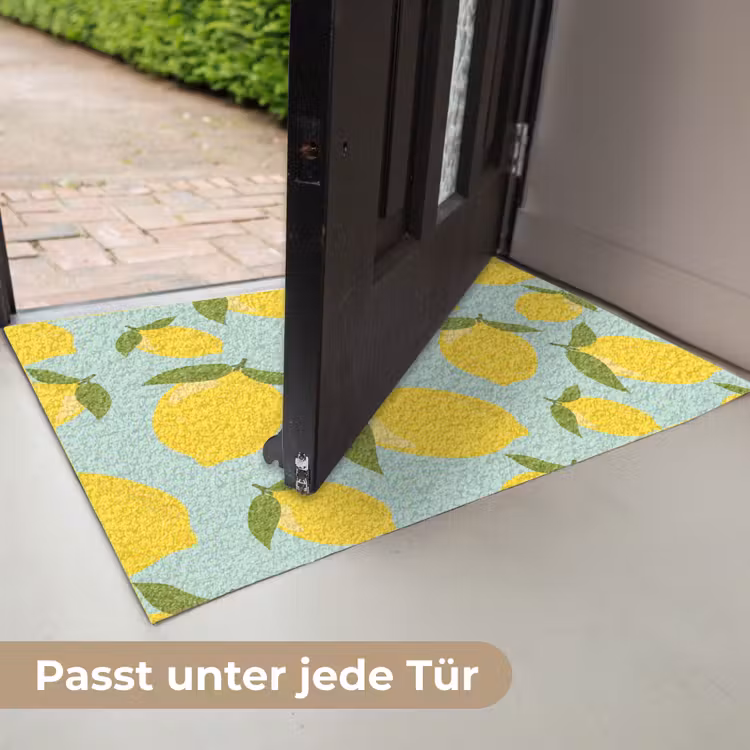 Citroenen patroon - Geel - Blauw - Patroon - Vruchten Deurmat klein -USP_DE
