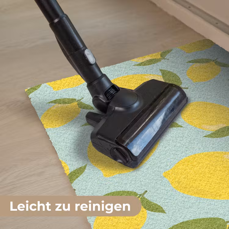 Citroenen patroon - Geel - Blauw - Patroon - Vruchten Deurmat klein -reinigen_DE