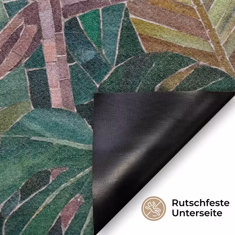 Natuur - Bladeren - Abstract - Groen - Vogel Deurmat klein -antislip_DE