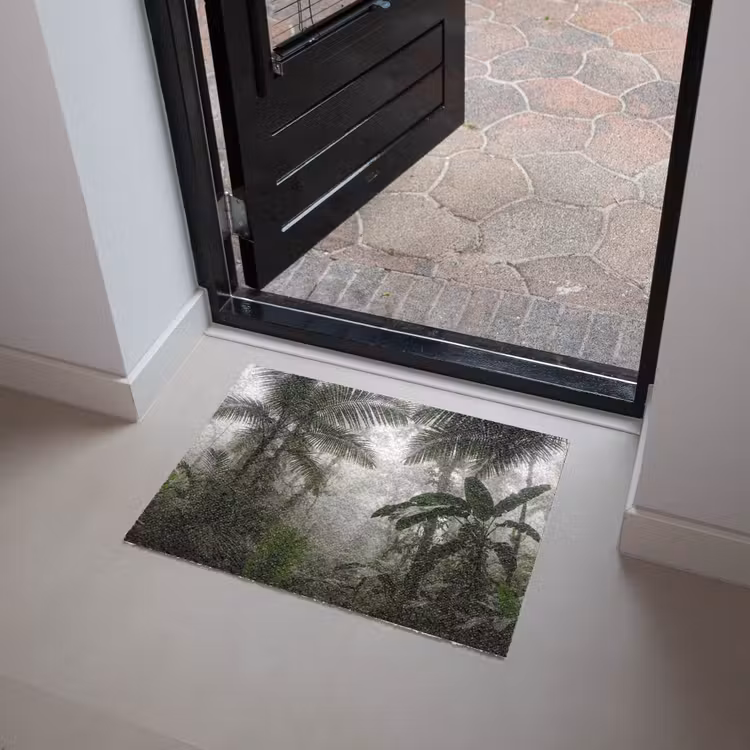 Natuur - Jungle - Mist - Groen - Bladeren Deurmat klein -sfeer5
