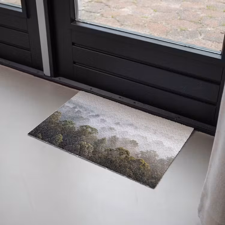 Natuur - Mist - Bos - Ochtend - Goud Deurmat klein -sfeer2