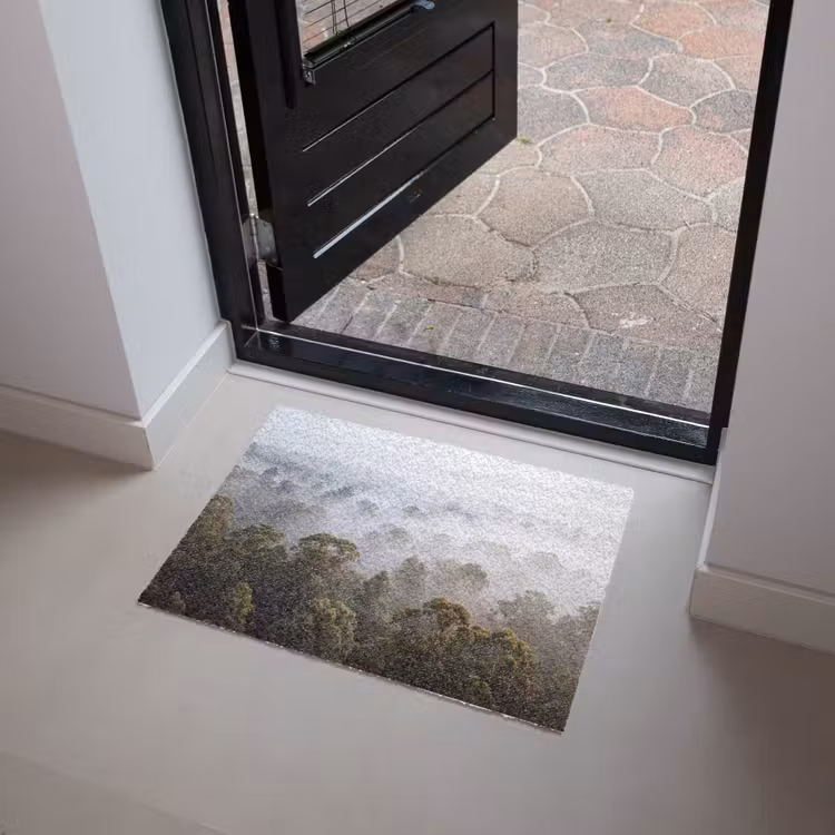 Natuur - Mist - Bos - Ochtend - Goud Deurmat klein -sfeer5