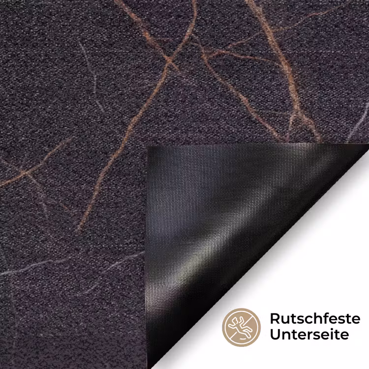 Natuursteen - Marmerpatroon - Abstract - Modern - Zwart - Goud Deurmat klein -antislip_DE