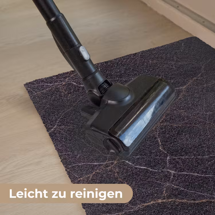 Natuursteen - Marmerpatroon - Abstract - Modern - Zwart - Goud Deurmat klein -reinigen_DE