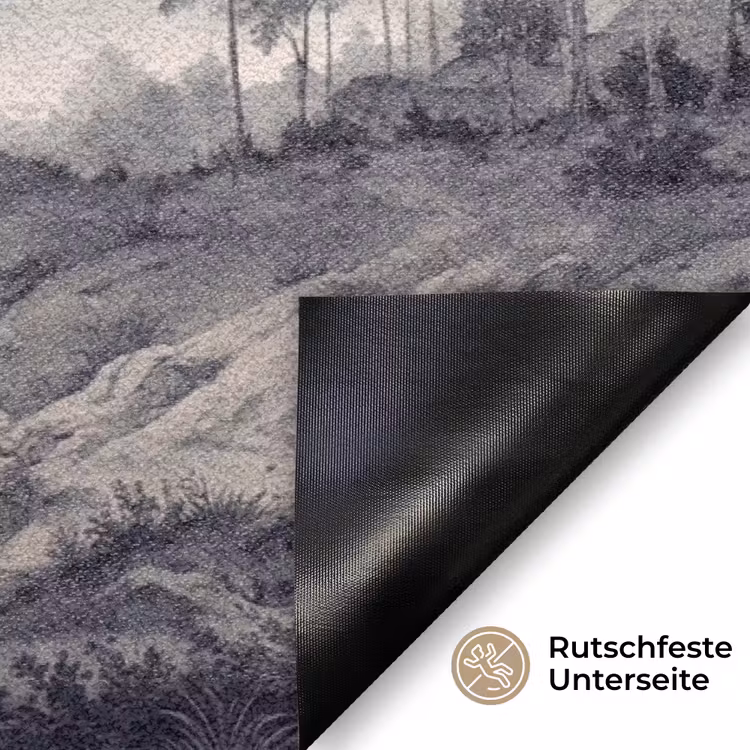 Mistig - Berglandschap - Illustratie Deurmat klein -antislip_DE