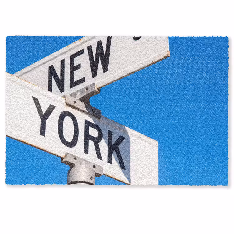 Fußmatte - New York – Straßenschild – Stadt – Urban – Blau - New York - Straatbord - Stad - Urban - Blauw Deurmat klein