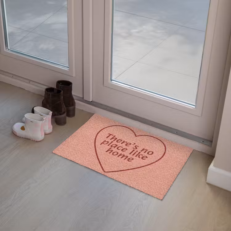 There's no place like home - Quote - Zalmroze Deurmat klein -sfeer3