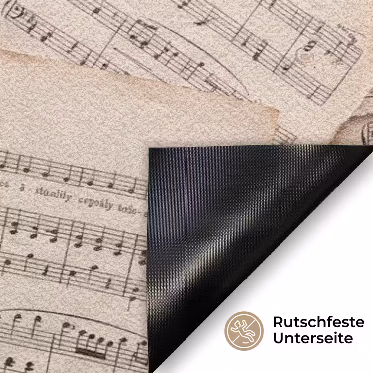 Bladmuziek - Oud - Noten - Vintage - Beige Deurmat klein -antislip_DE