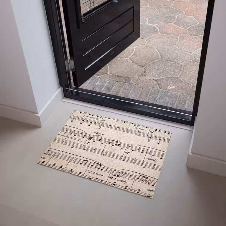Muzieknotatie - Notenbalken - Kunst - Klassiek - Beige Deurmat klein -sfeer5