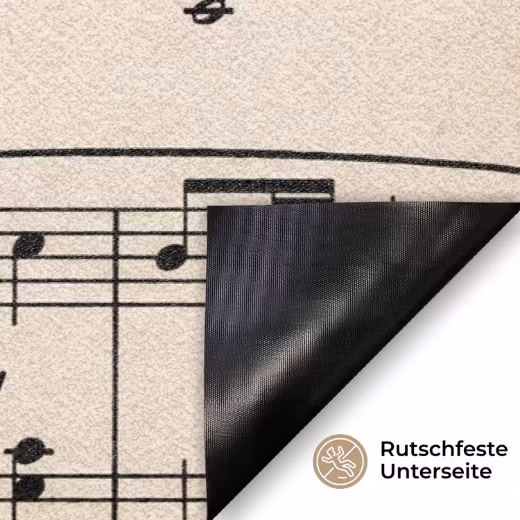 Muzieknotatie - Notenbalken - Kunst - Klassiek - Beige Deurmat klein -antislip_DE