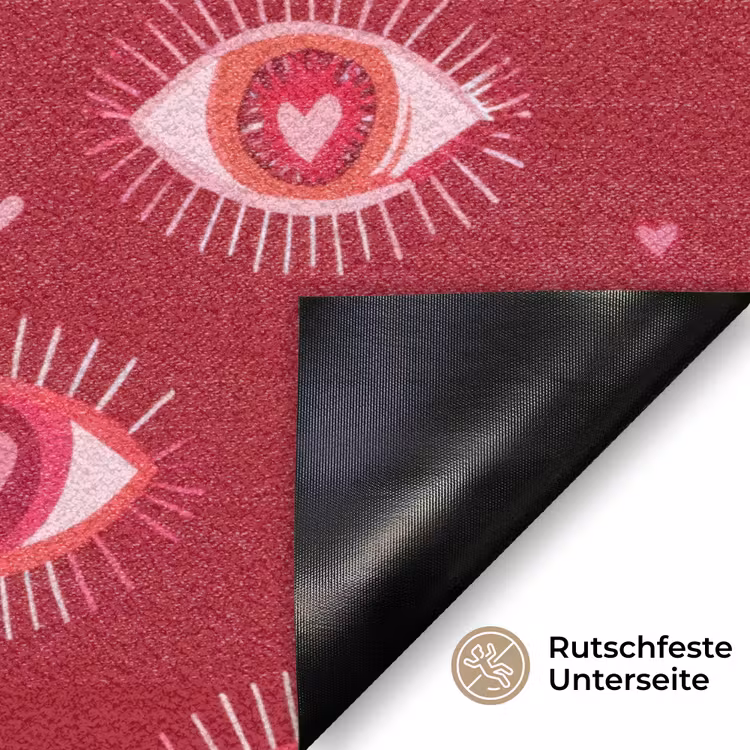 Ogen - Patroon - Roze - Donkerrood Deurmat klein 898 -antislip_DE
