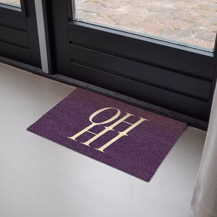 Oh hi - Paars - Minimalistisch Deurmat klein -sfeer2