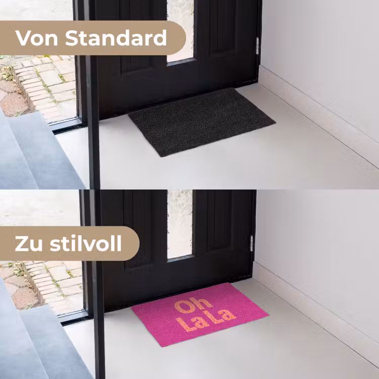 Oh la la - Luipaardprint - Roze Deurmat klein -voor-na_DE
