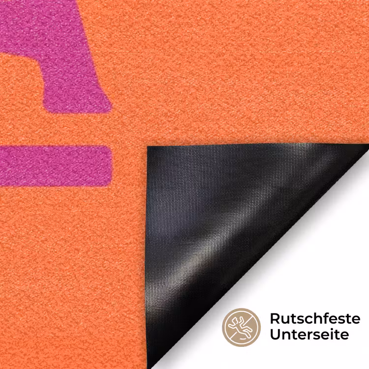 Oh la la - Oranje - Roze - Scheeflettertype Deurmat klein -antislip_DE