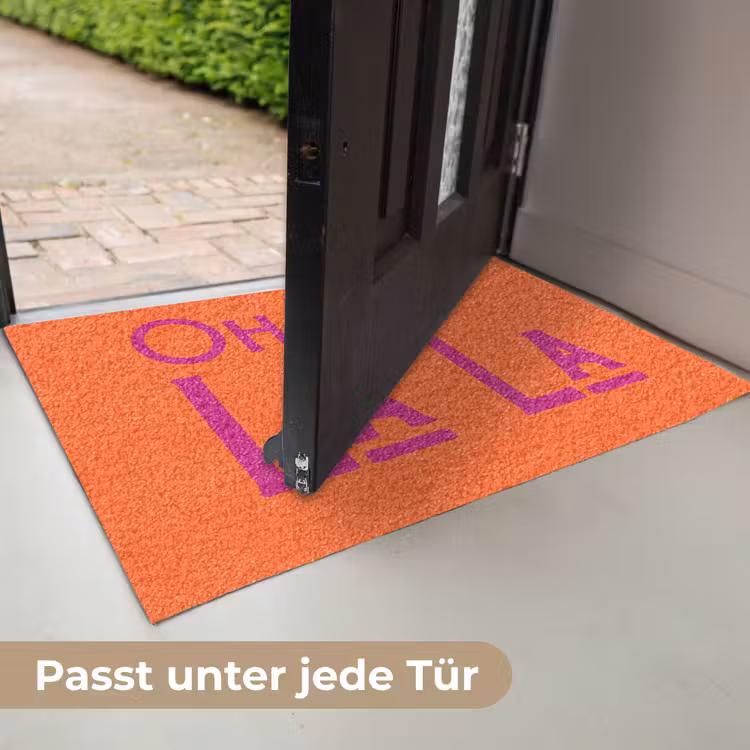 Oh la la - Oranje - Roze - Scheeflettertype Deurmat klein -USP_DE