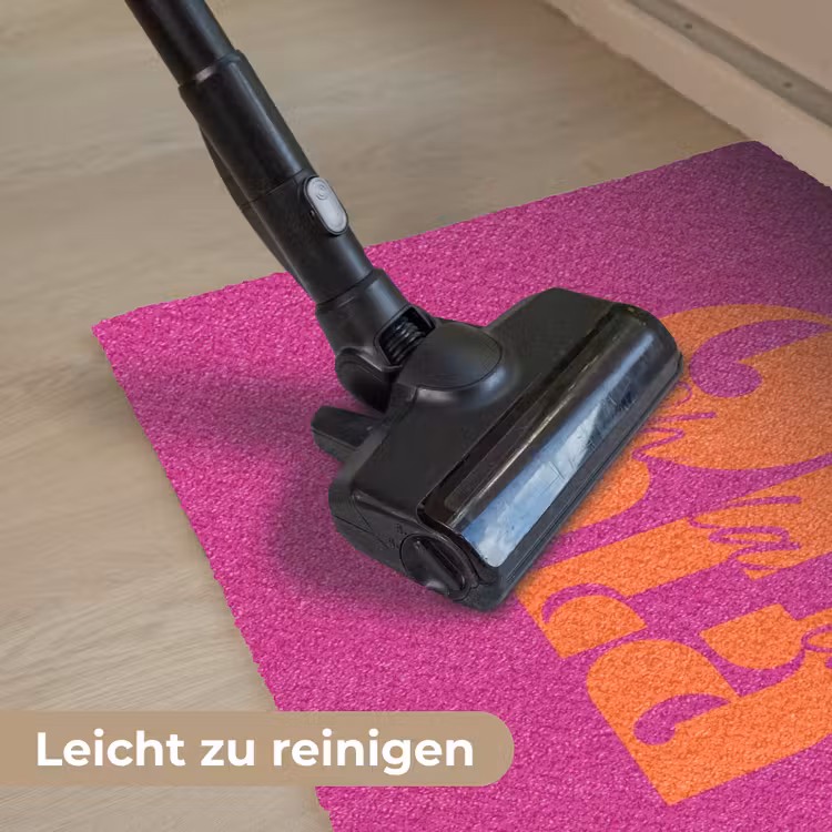 Oh la la - Roze - Oranje - Gestapelde letters Deurmat klein -reinigen_DE