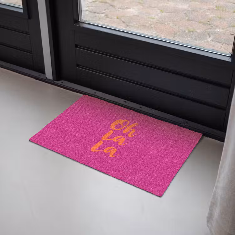 Oh la la - Roze - Oranje - Minimalistisch Deurmat klein -sfeer2