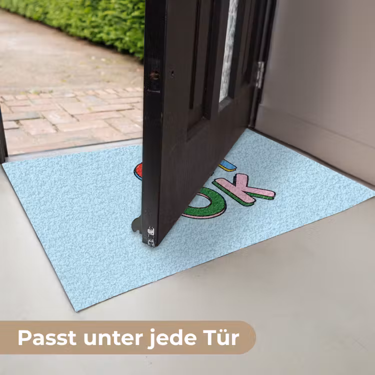 Oh ok - Blauw - Kleurrijk Deurmat klein -USP_DE