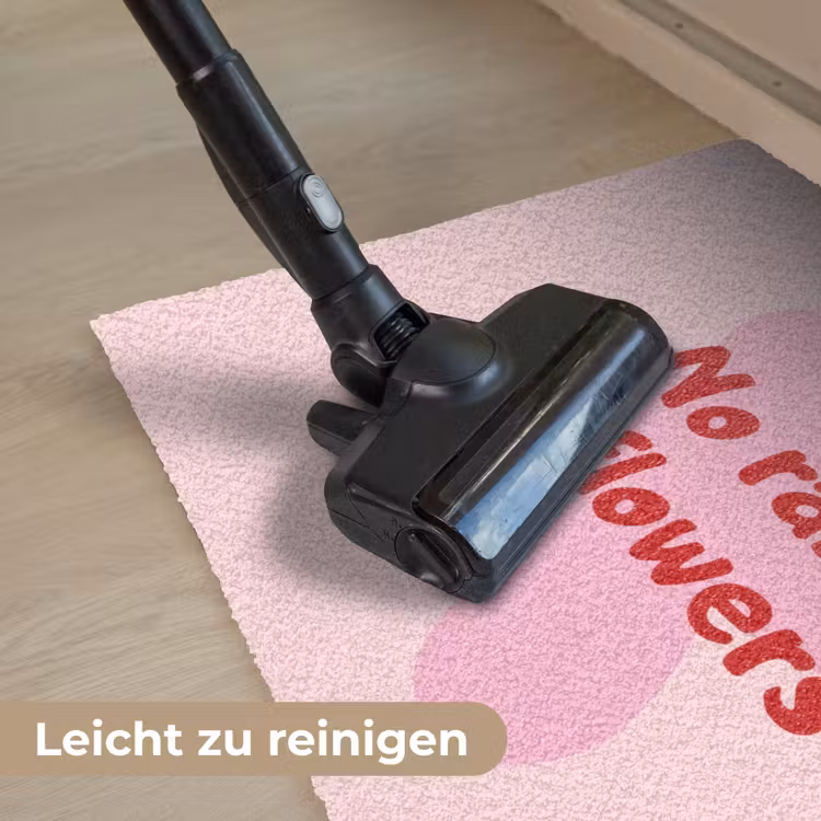 No rain no flowers - Bloem - Roze Deurmat klein -reinigen_DE