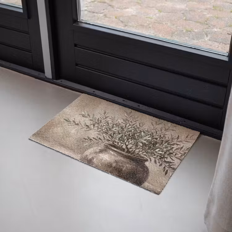Olijfplant - Aardenpot - Abstract - Beige Deurmat klein -sfeer2