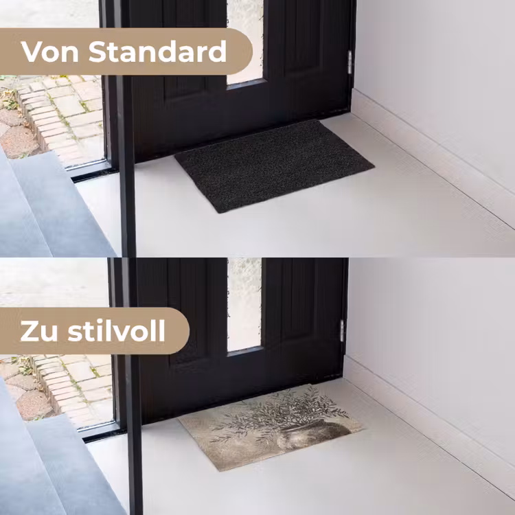 Olijfplant - Aardenpot - Abstract - Beige Deurmat klein -voor-na_DE