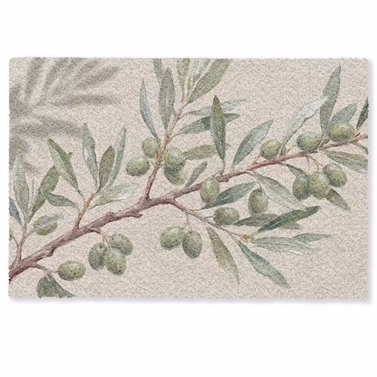 Olijftak - Bladeren - Natuur - Groen - Beige Deurmat klein -zkaufland3d