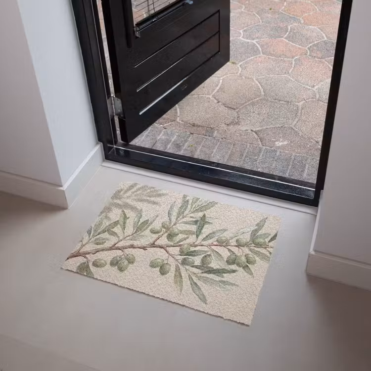 Olijftak - Bladeren - Natuur - Groen - Beige Deurmat klein -sfeer5