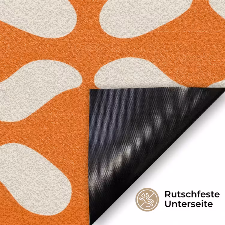 Oranje - Organische vormen - Wit Deurmat klein 898 -antislip_DE