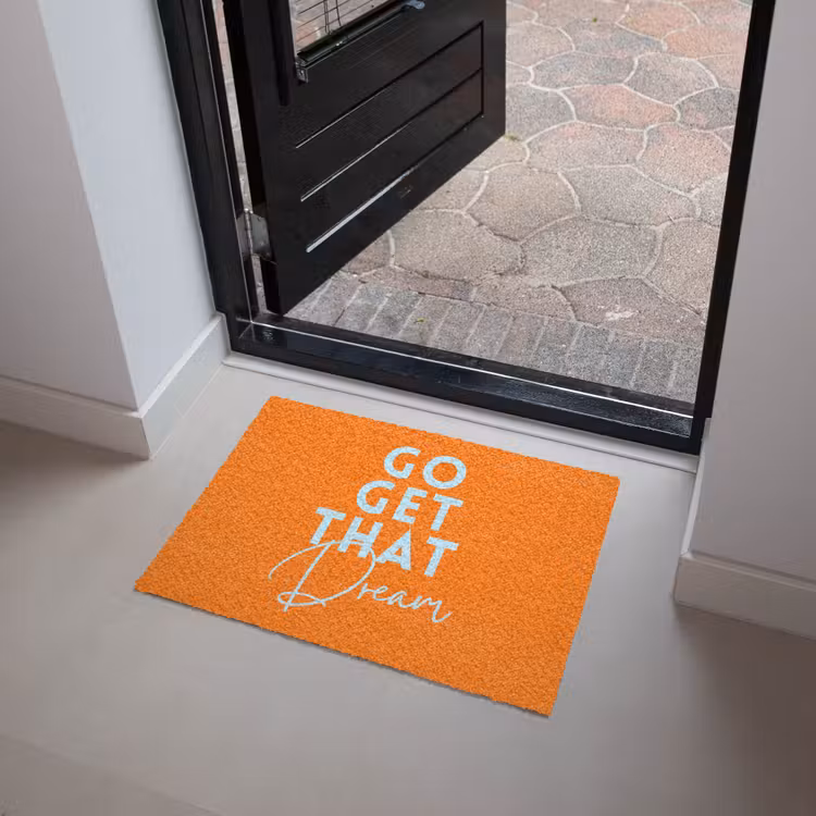 Oranje - Blauw - Go get that dream Deurmat klein -sfeer5