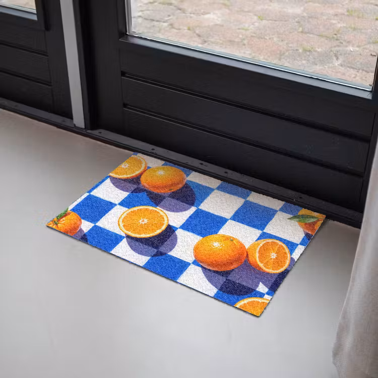 Fußmatte - Orange – Kariert – Essen - Sinaasappel - Geruit - Eten Deurmat klein