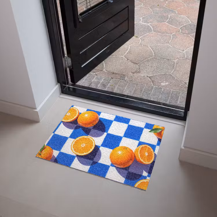 Fußmatte - Orange – Kariert – Essen - Sinaasappel - Geruit - Eten Deurmat klein