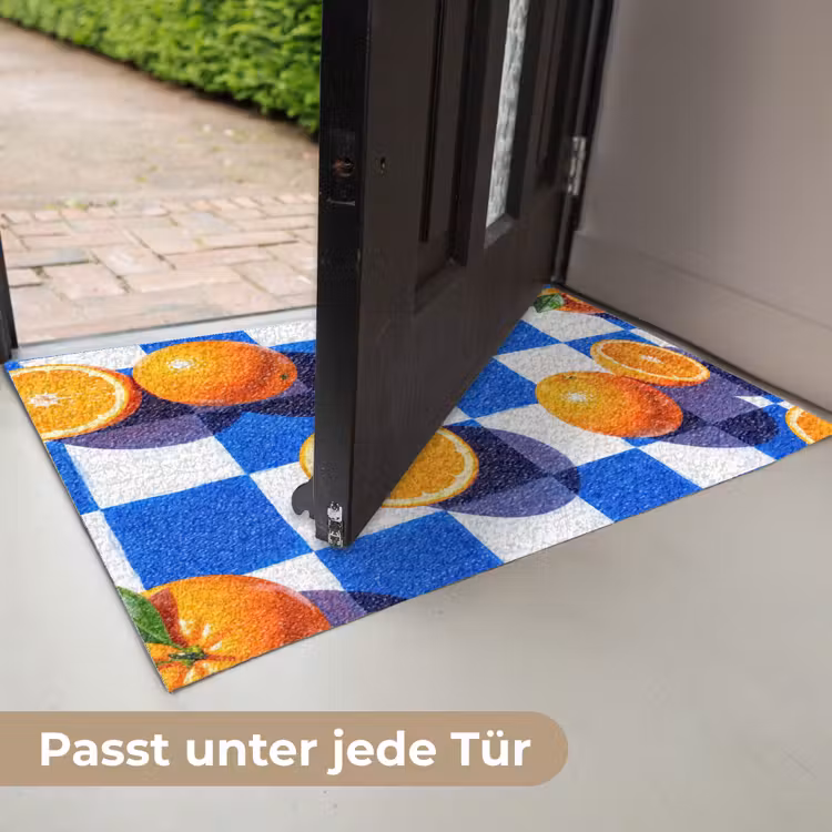 Fußmatte - Orange – Kariert – Essen - Sinaasappel - Geruit - Eten Deurmat klein