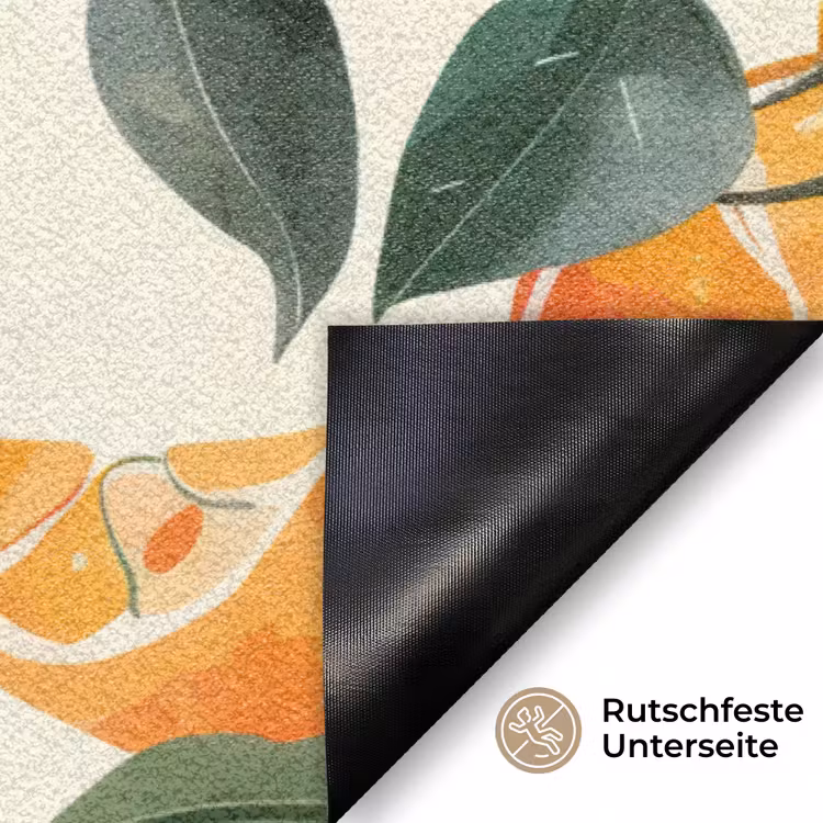 Sinaasappels - Vruchten - Bladeren - Oranje - Groen - Beige Deurmat klein -antislip_DE