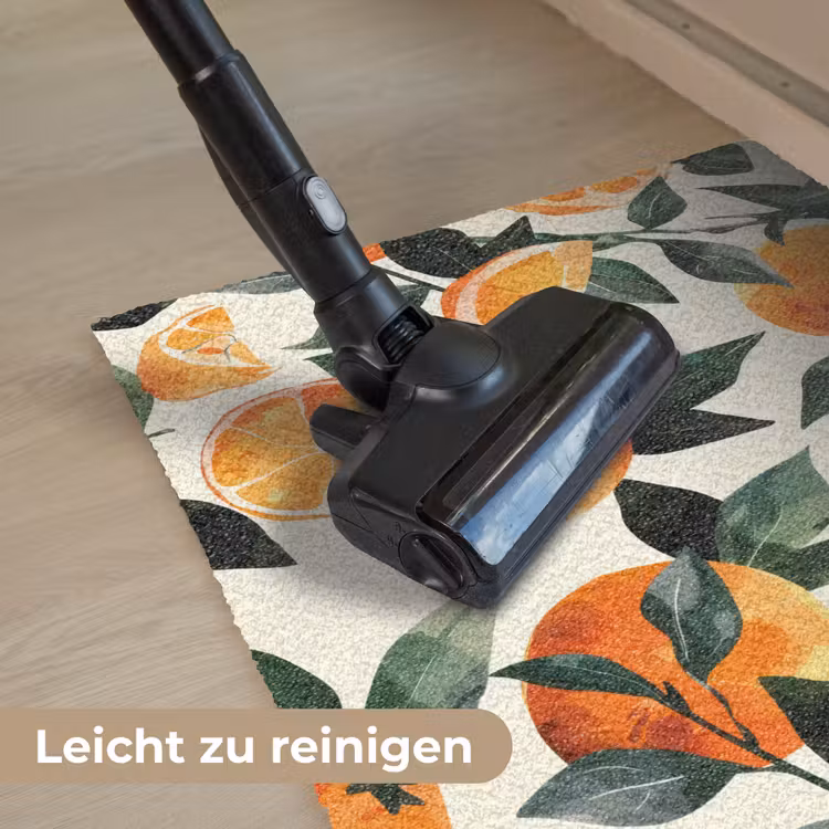 Sinaasappels - Vruchten - Bladeren - Oranje - Groen - Beige Deurmat klein -reinigen_DE