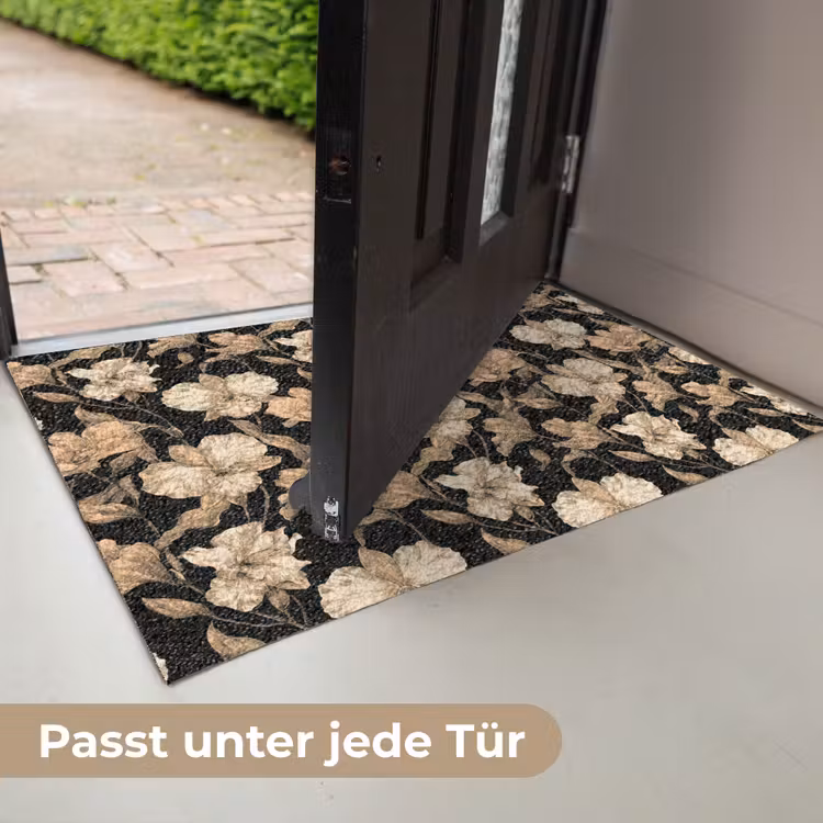 Orchideeën - Lijntekening - Patroon - Beige - Zwart Deurmat klein 898 -USP_DE