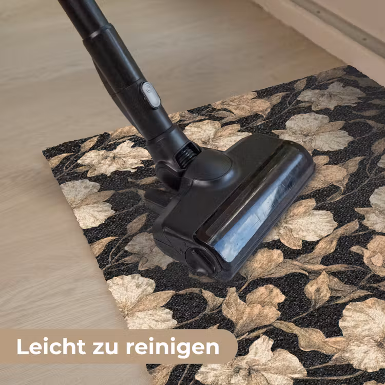 Orchideeën - Lijntekening - Patroon - Beige - Zwart Deurmat klein 898 -reinigen_DE