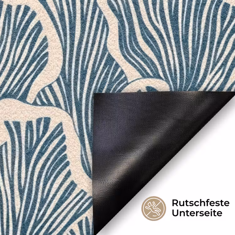 Organisch - Blauw - Crème - Schelpen Deurmat klein 898 -antislip_DE