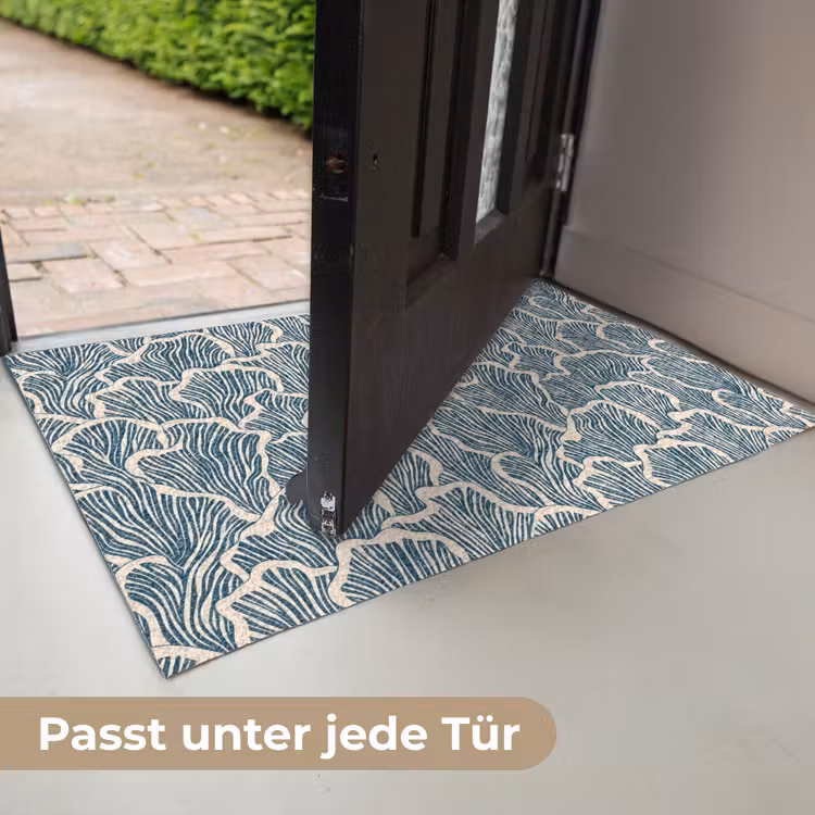 Organisch - Blauw - Crème - Schelpen Deurmat klein 898 -USP_DE
