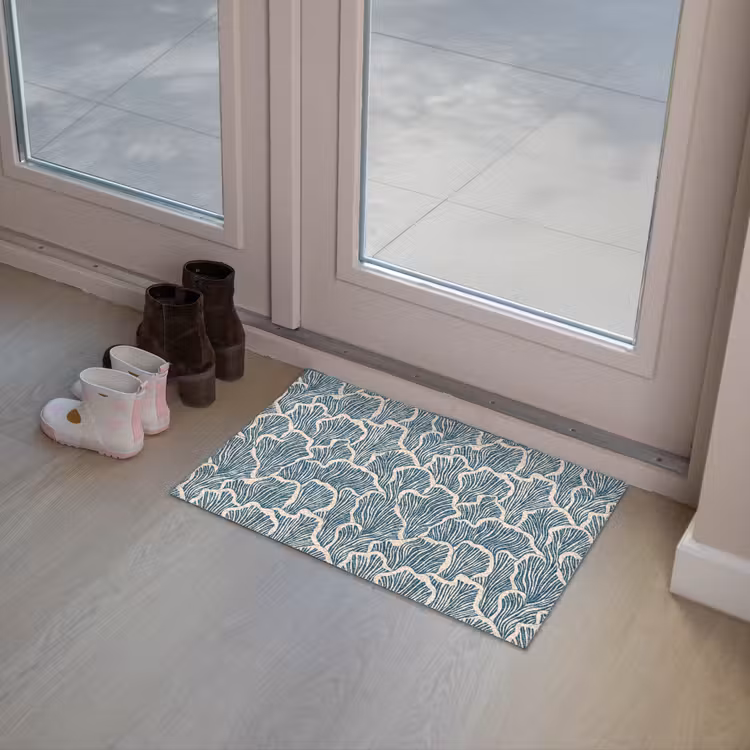 Organisch - Blauw - Crème - Schelpen Deurmat klein 898 -sfeer3
