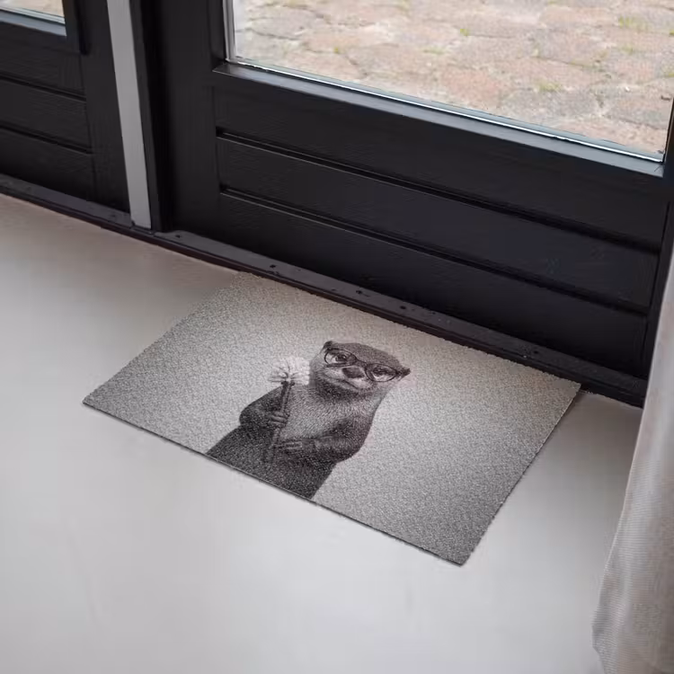 Otter - Wc-borstel - Bril - Zwart - Wit Deurmat klein -sfeer2