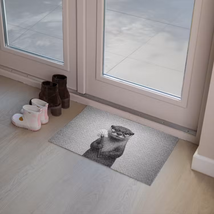 Otter - Wc-borstel - Bril - Zwart - Wit Deurmat klein -sfeer3