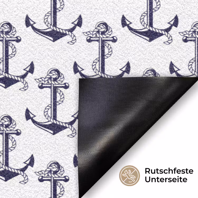 Oceaan - Anker - Blauw - Wit Deurmat klein 898 -antislip_DE