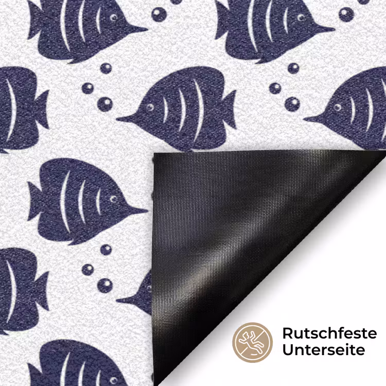 Oceaan - Vis - Blauw - Wit Deurmat klein 898 -antislip_DE