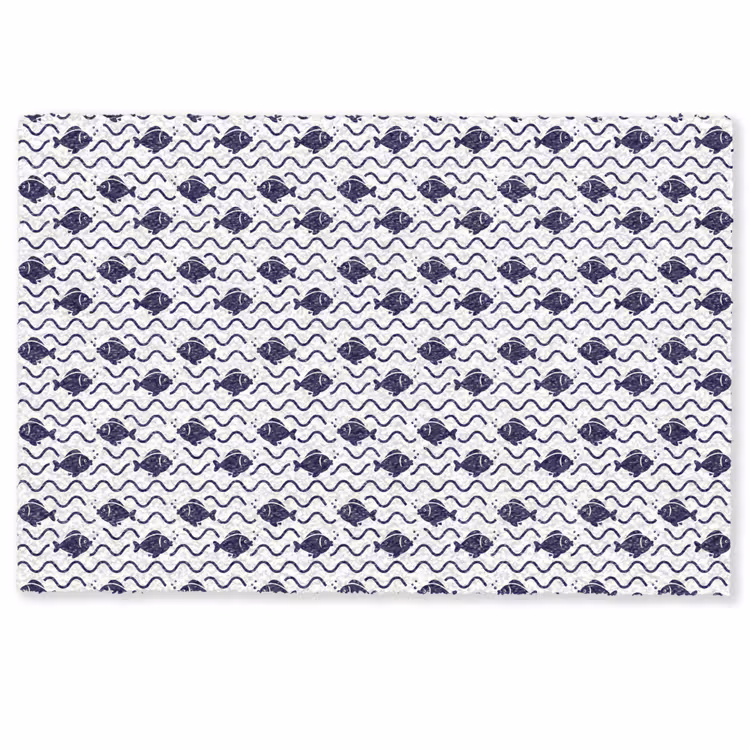 Oceaan - Visachtig - Blauw - Wit Deurmat klein 898 -zkaufland3d