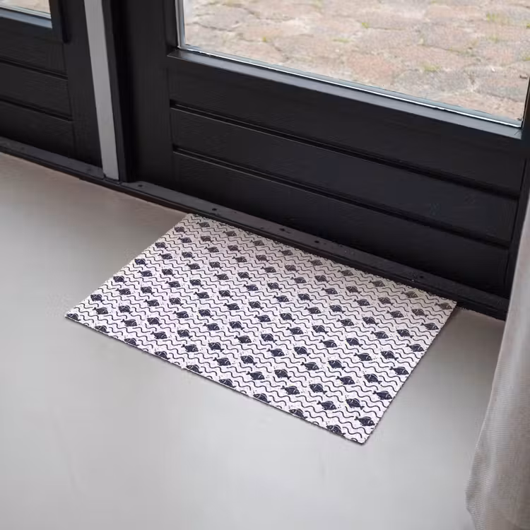 Oceaan - Visachtig - Blauw - Wit Deurmat klein 898 -sfeer2