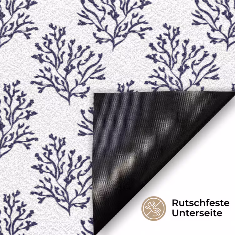 Oceaan - Koraal - Blauw - Wit Deurmat klein 898 -antislip_DE