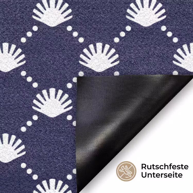 Oceaan - Schelp - Blauw - Wit Deurmat klein 898 -antislip_DE